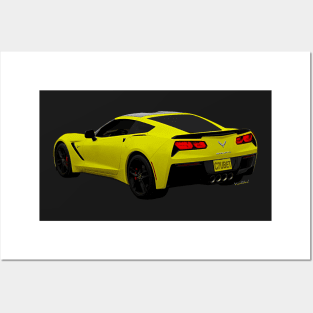 Yellow Chevrolet Corvette C-7 Posters and Art